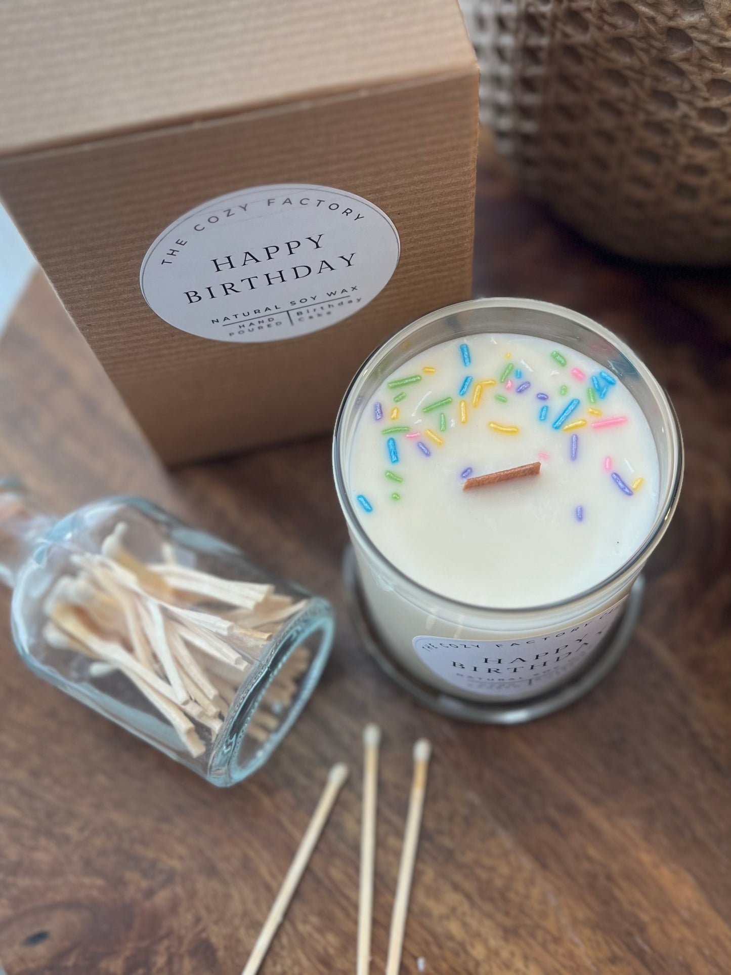 Happy Birthday 12oz Jar - Birthday Cake